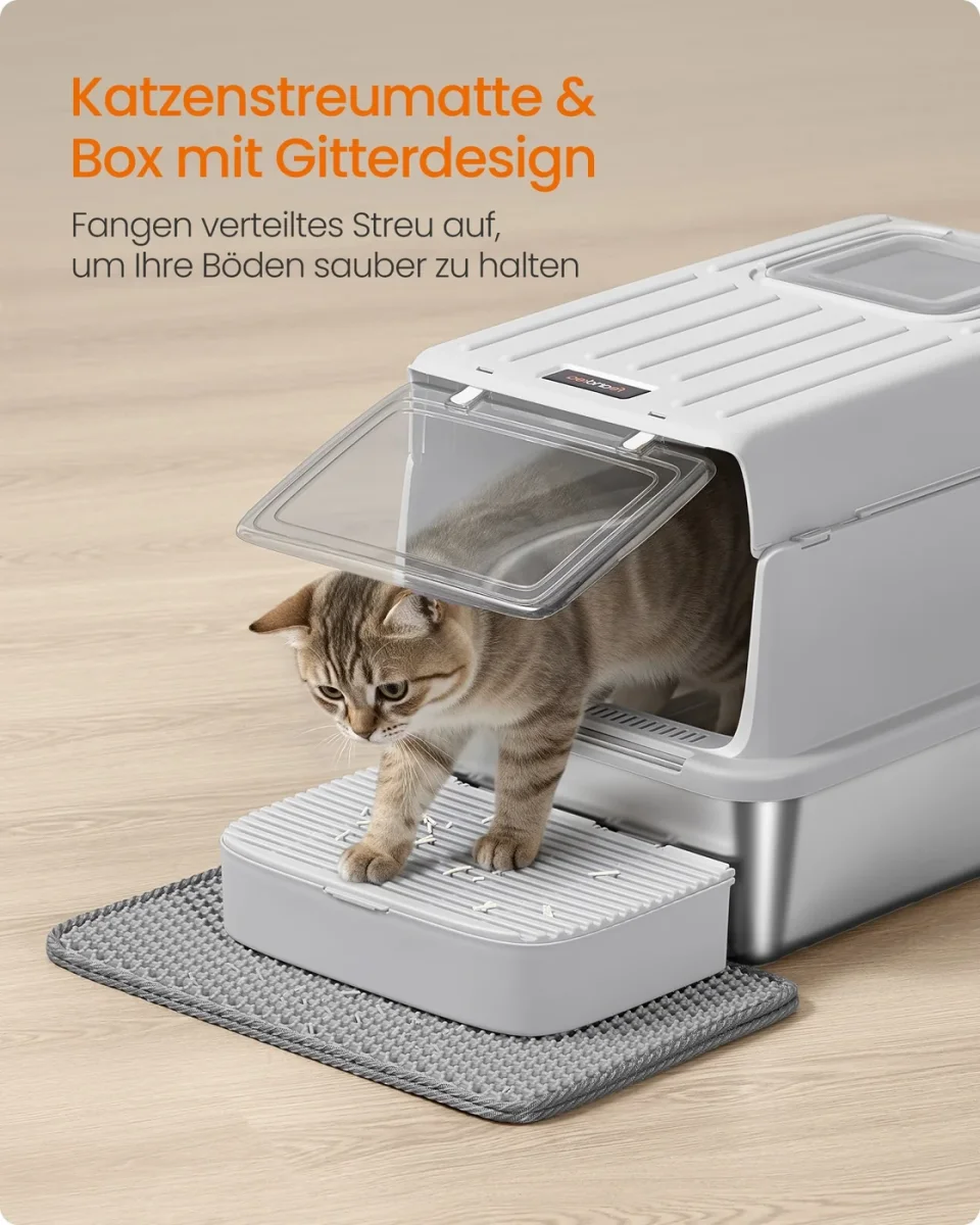 Kattenbak - RVS Met Deksel - 2 Ingangen - Inclusief Schepje En Mat - Afbeelding 9