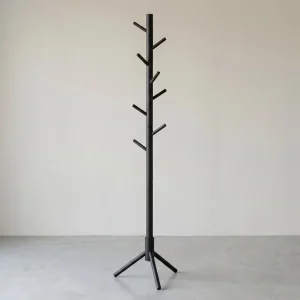 Kapstok van Massief Hout – Vrijstaand – 8 Haken – Verstelbare Hoogte – 47 x 47 x 175 cm – Zwart