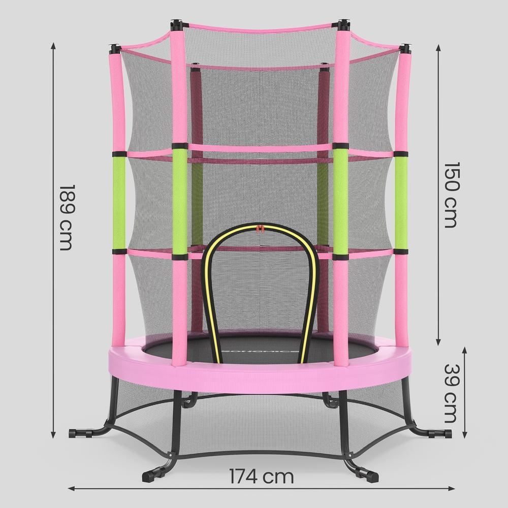 Kindertrampoline 174 cm - Met Veiligheidsnet En Randafdekking - Voor Tuin En Binnen - Afbeelding 3