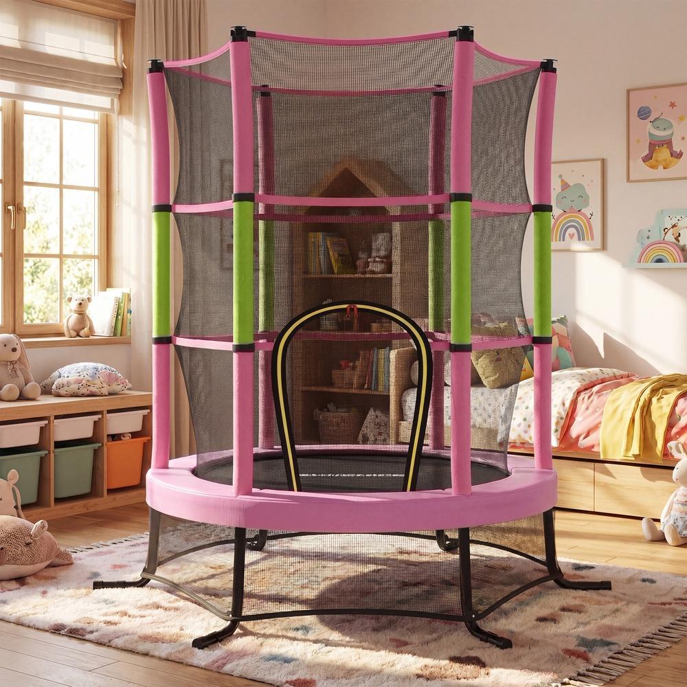 Kindertrampoline 174 cm - Met Veiligheidsnet En Randafdekking - Voor Tuin En Binnen - Afbeelding 4