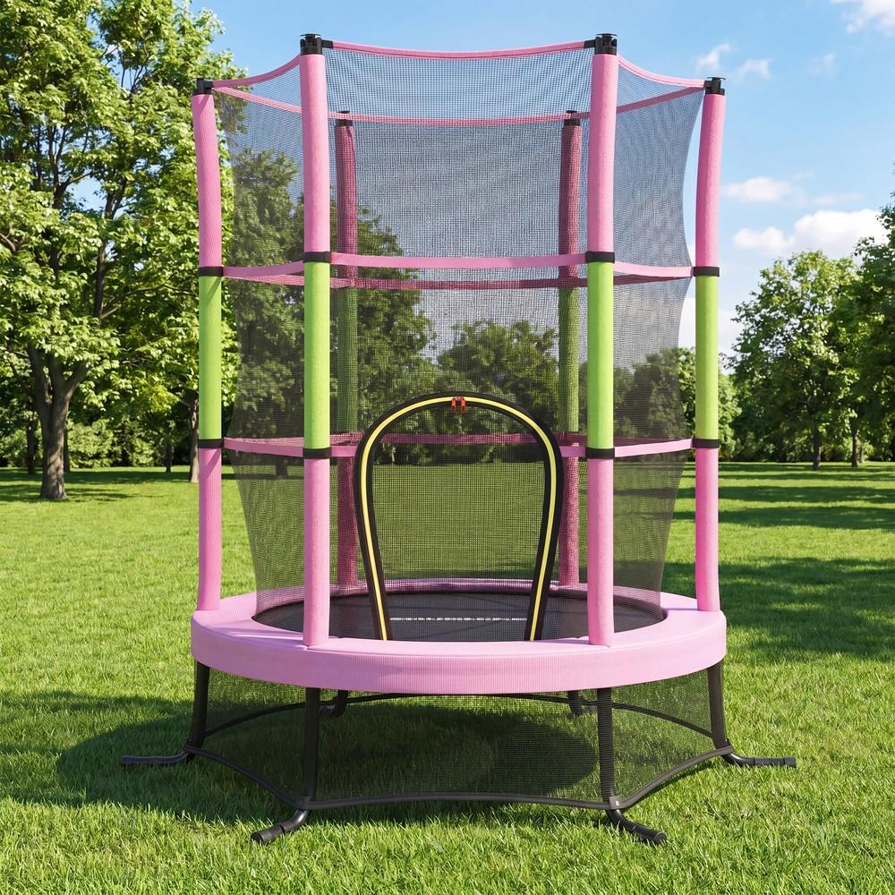 Kindertrampoline 174 cm - Met Veiligheidsnet En Randafdekking - Voor Tuin En Binnen - Afbeelding 5