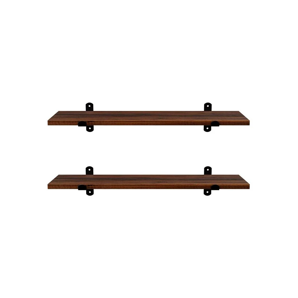 Wandplanken Set van 2 – 60 x 20 x 7 cm – Retro Houten Wandrekken – Draagkracht 15 kg per plank - Afbeelding 4