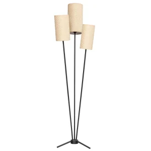 Zizal 3-Lichts Vloerlamp Zwart met Stoffenkappen