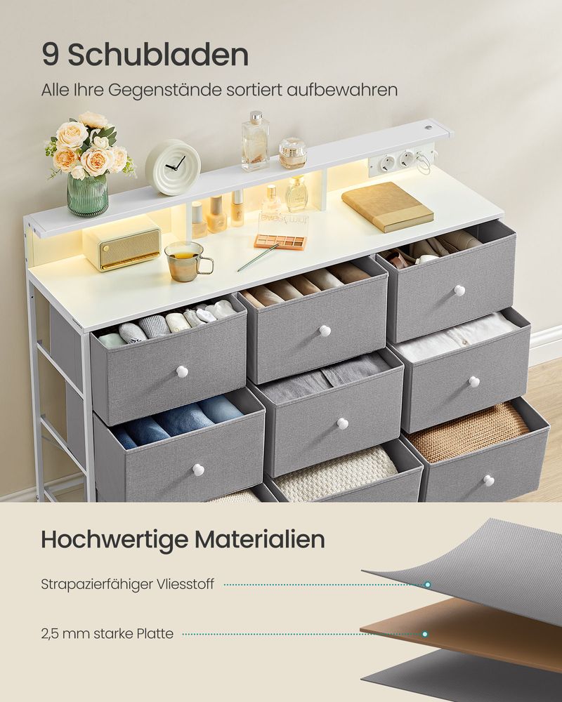 Commode met USB & Stopcontact - Ladekast met LED-verlichting - Afbeelding 6