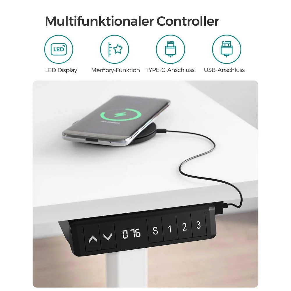 Zit Sta Bureau Elektrisch – Met Wieltjes – In Hoogte Verstelbaar – Ergonomisch - Afbeelding 5