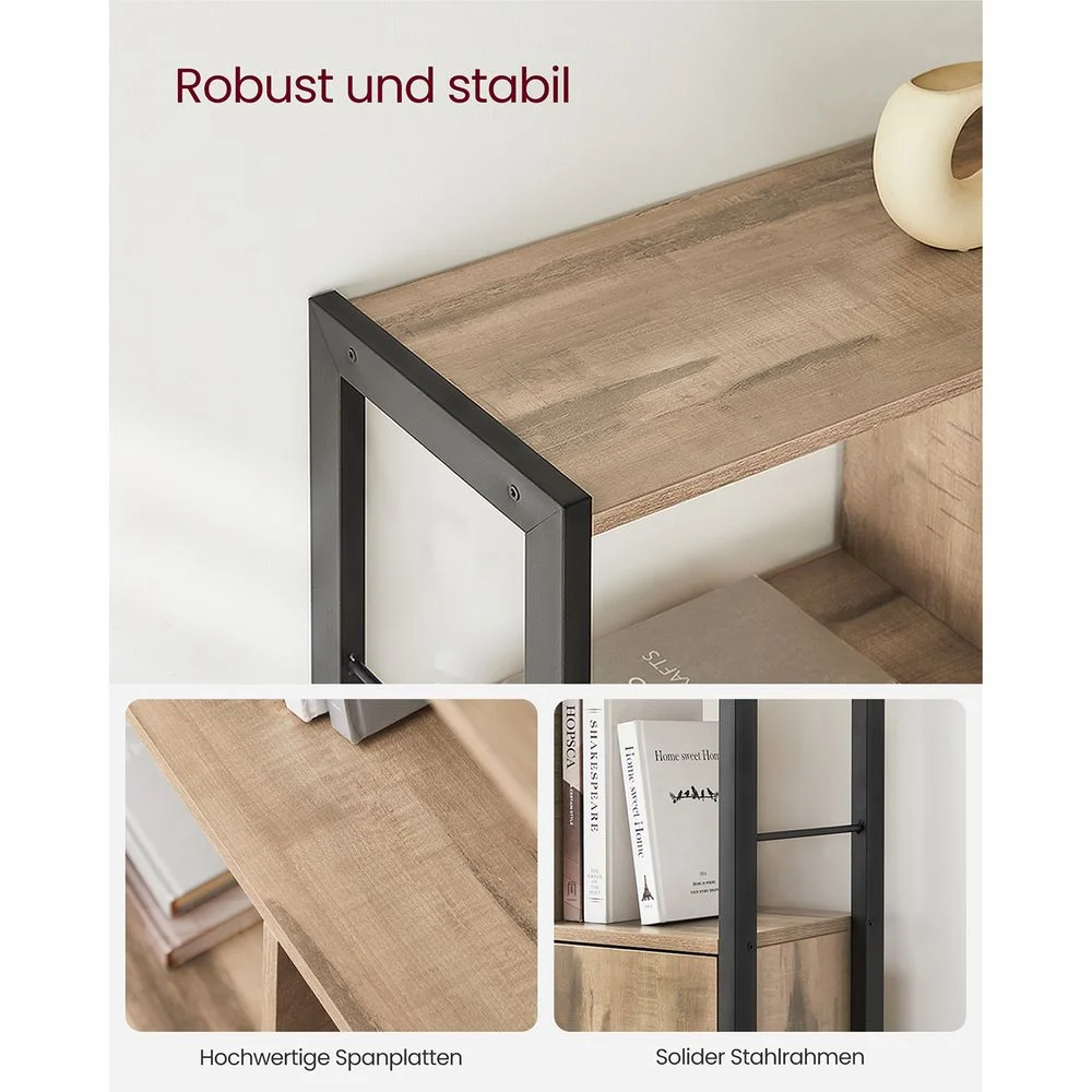 Industriële Boekenkast met Zigzag-Design – 4 Open Planken + Kast met Deuren – voor Woonkamer & Kantoor - Afbeelding 8