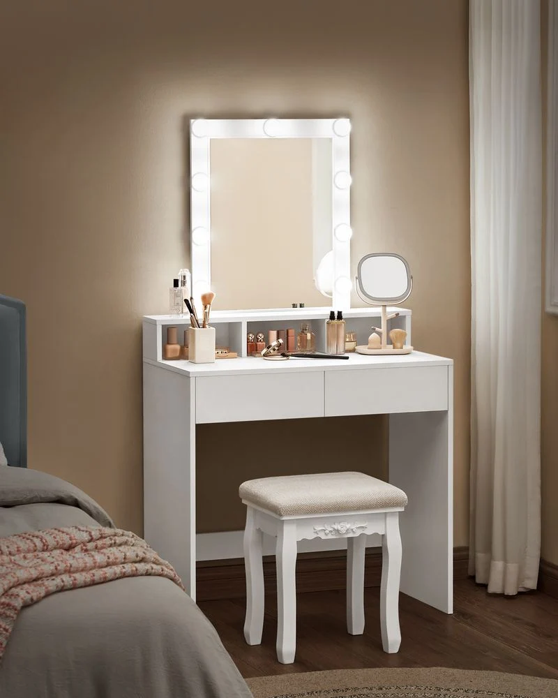 Kaptafel met Verlichting - Make-up tafel - Kaptafel met Lade en Spiegel - Afbeelding 4
