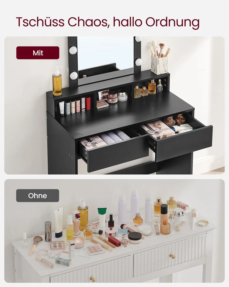 Kaptafel met Verlichting - Make-up tafel - Kaptafel met Lade en Spiegel - Afbeelding 8