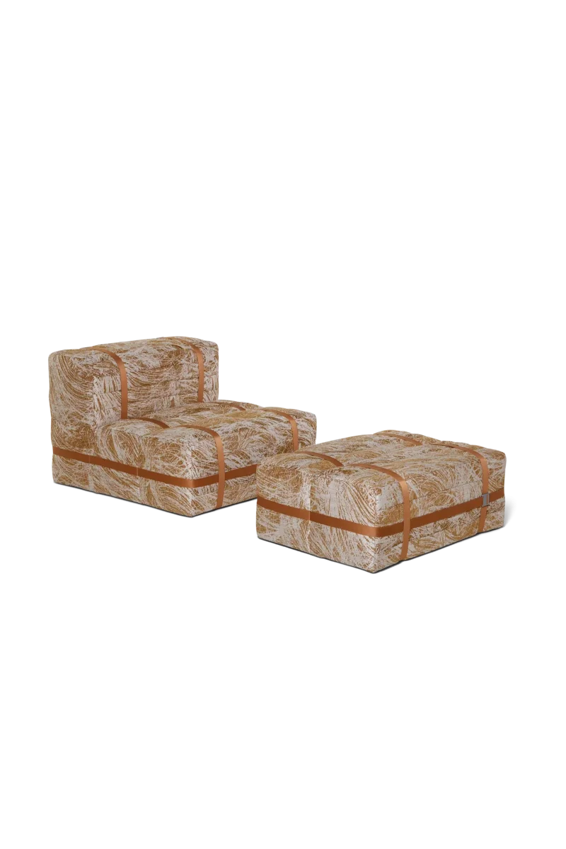 Haybale Lounge Chair met voetenbank