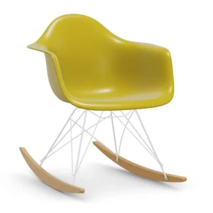 Eames Plastic Armchair RAR RE - wit & esdoorn goud onderstel